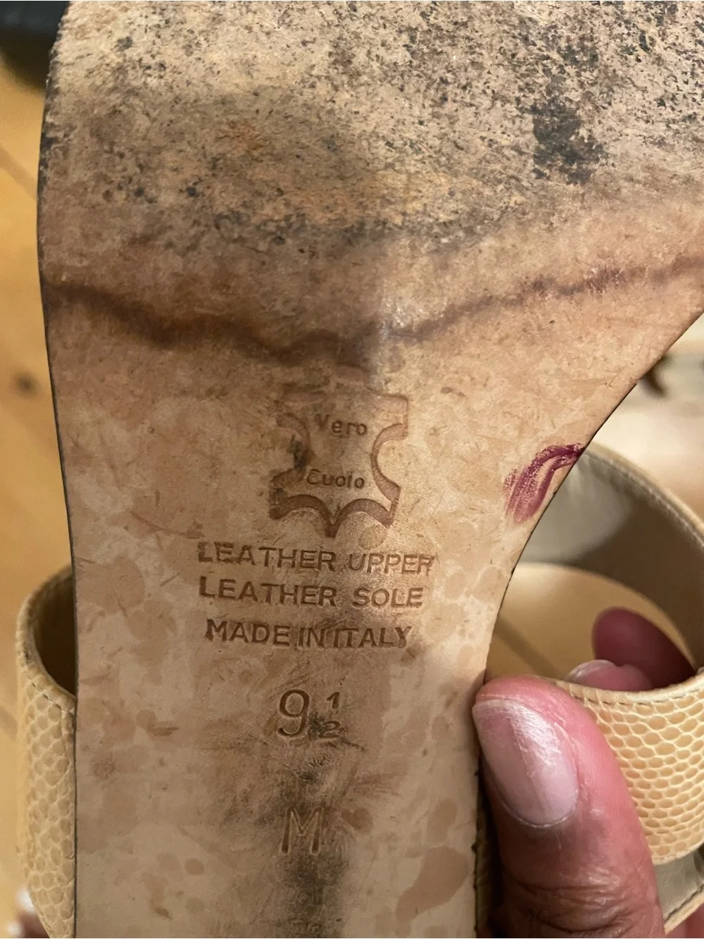 Talbots Beige/Tan Textured Leather Slingback Sandals